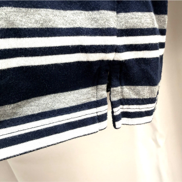 Men's Dino Robert Shirt Sleeve Gray, White & Navy Striped Polo - Size XL - Picture 5 of 8